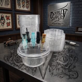 Soporte-taza transparente para 5 cartuchos, para mezcla y organización durante sesión de tatuaje