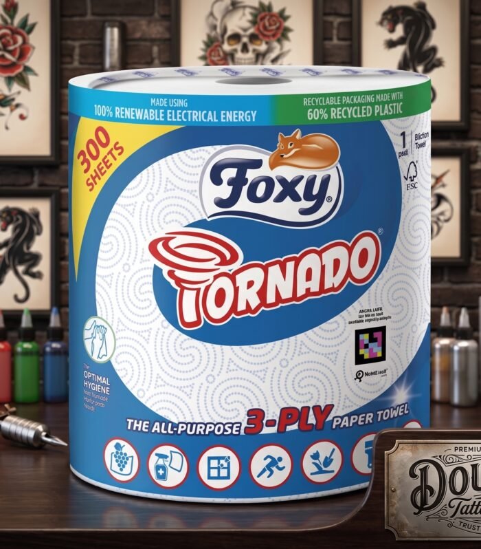 Foxy Tornado Azul, papel multiusos de 3 capas con gofrado superabsorbente, para estudio de tatuaje