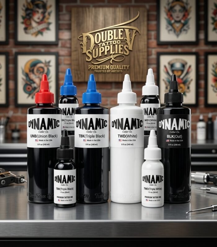 Dynamic Ink — Negros y Blancos Profesionales Dynamic Ink negros y blancos para tatuaje, con Union Black homologada AEMPS 637-PE para uso en piel en España